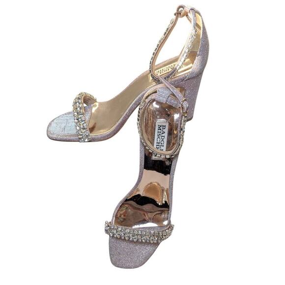 Badgley Mischka Shoes - BADGLEY MISCHKA Womens Gold Crystal Straps Harriet Sandals Shoes 8.5 M